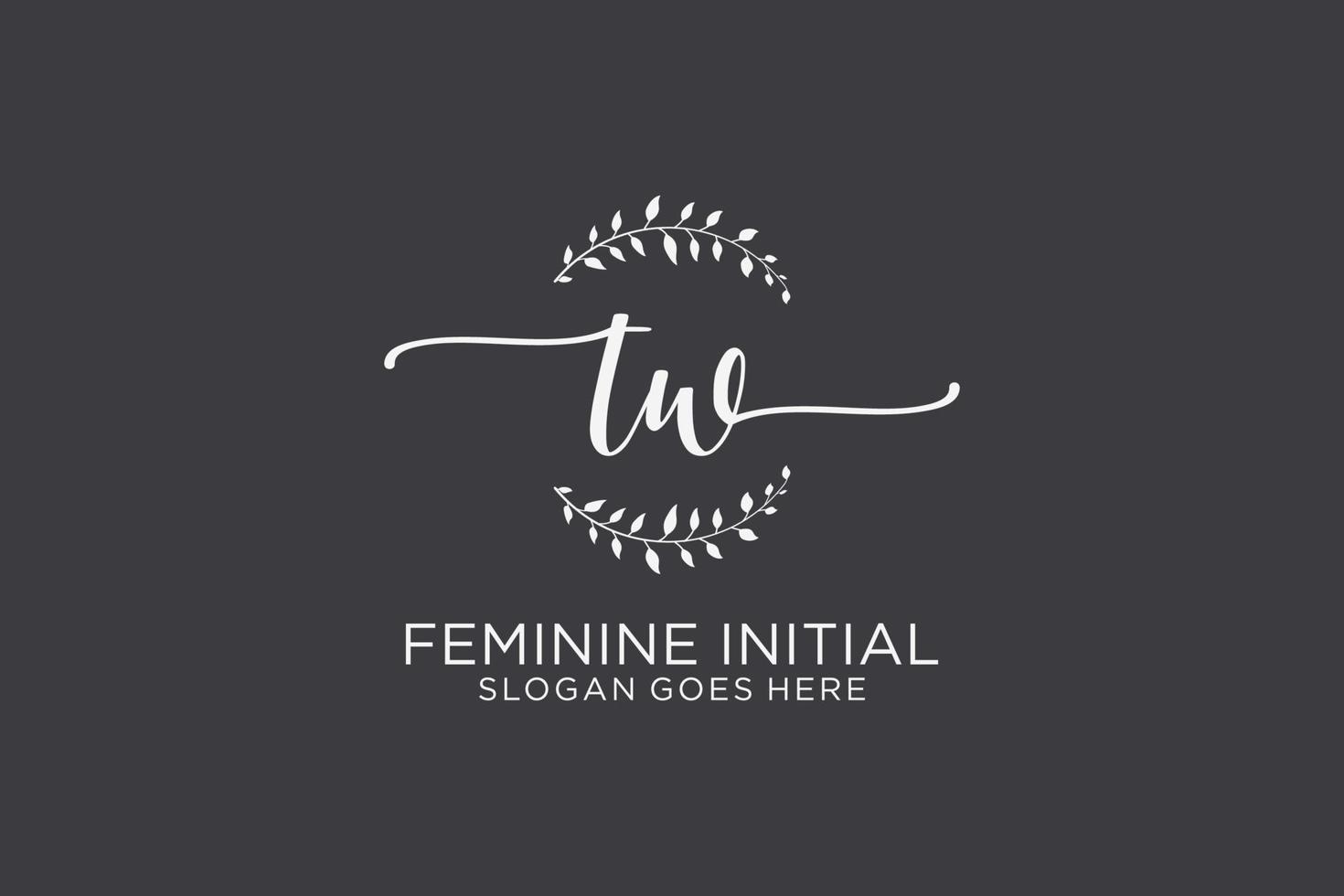Initial TW beauty monogram and elegant logo design handwriting logo of initial signature, wedding, fashion, floral and botanical with creative template. vector