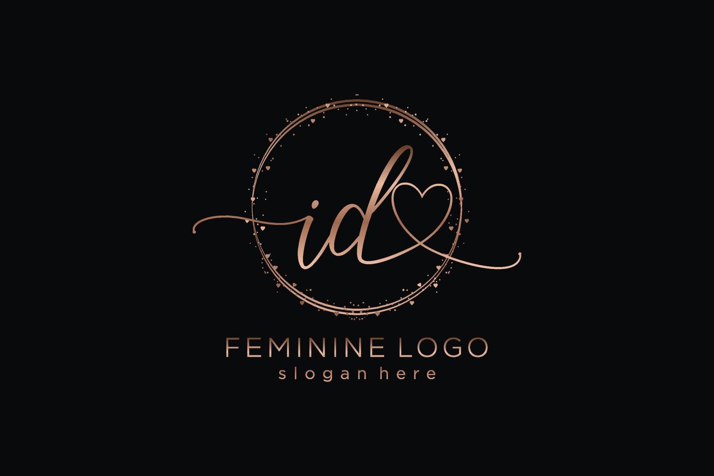 Initial ID handwriting logo with circle template vector logo of initial wedding, fashion, floral and botanical with creative template.