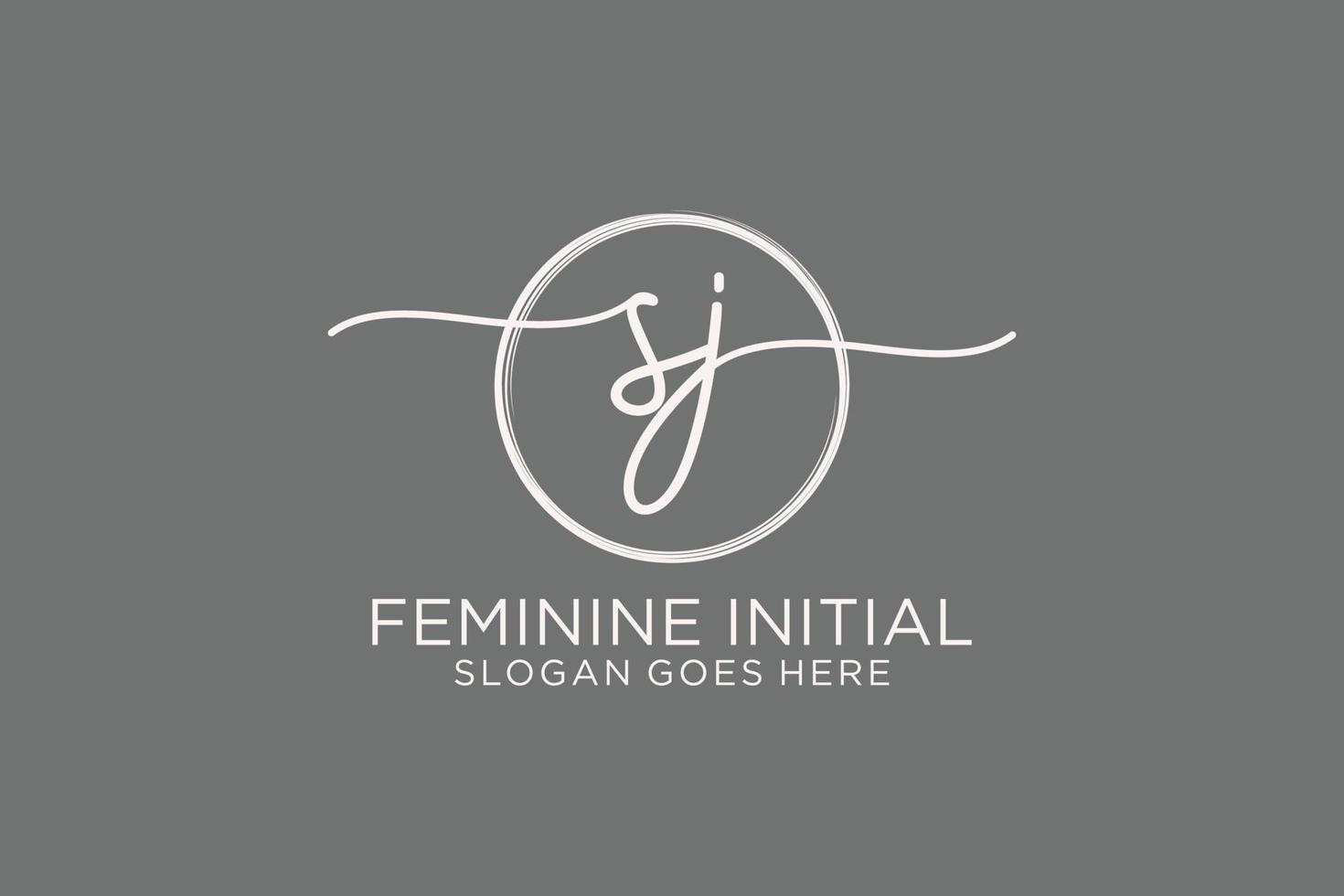 Initial SJ handwriting logo with circle template vector logo of initial signature, wedding, fashion, floral and botanical with creative template.