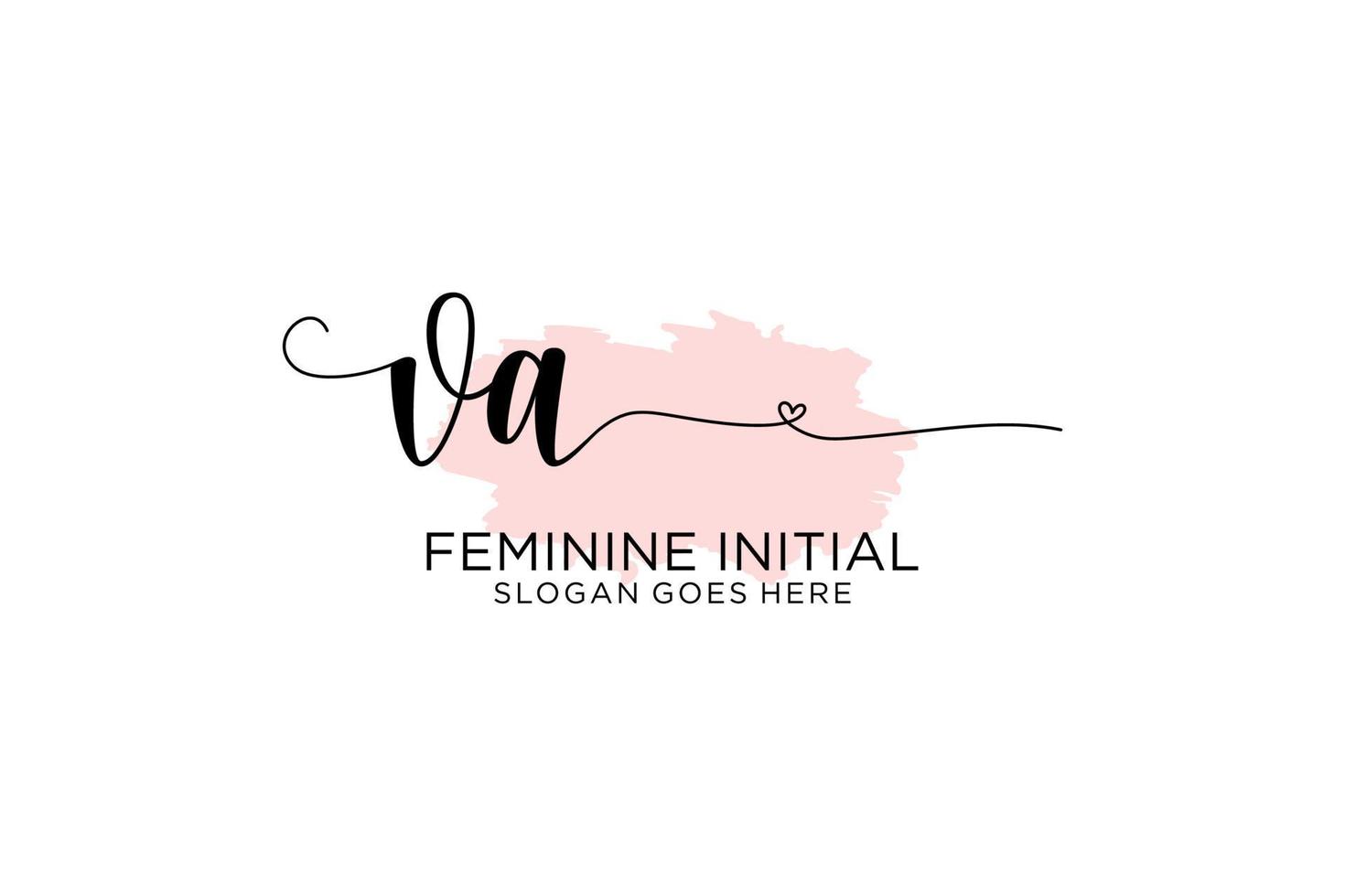Initial VA beauty monogram and elegant logo design handwriting logo of initial signature, wedding, fashion, floral and botanical with creative template. vector