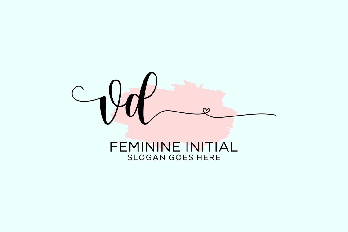 Initial VD beauty monogram and elegant logo design handwriting logo of initial signature, wedding, fashion, floral and botanical with creative template. vector