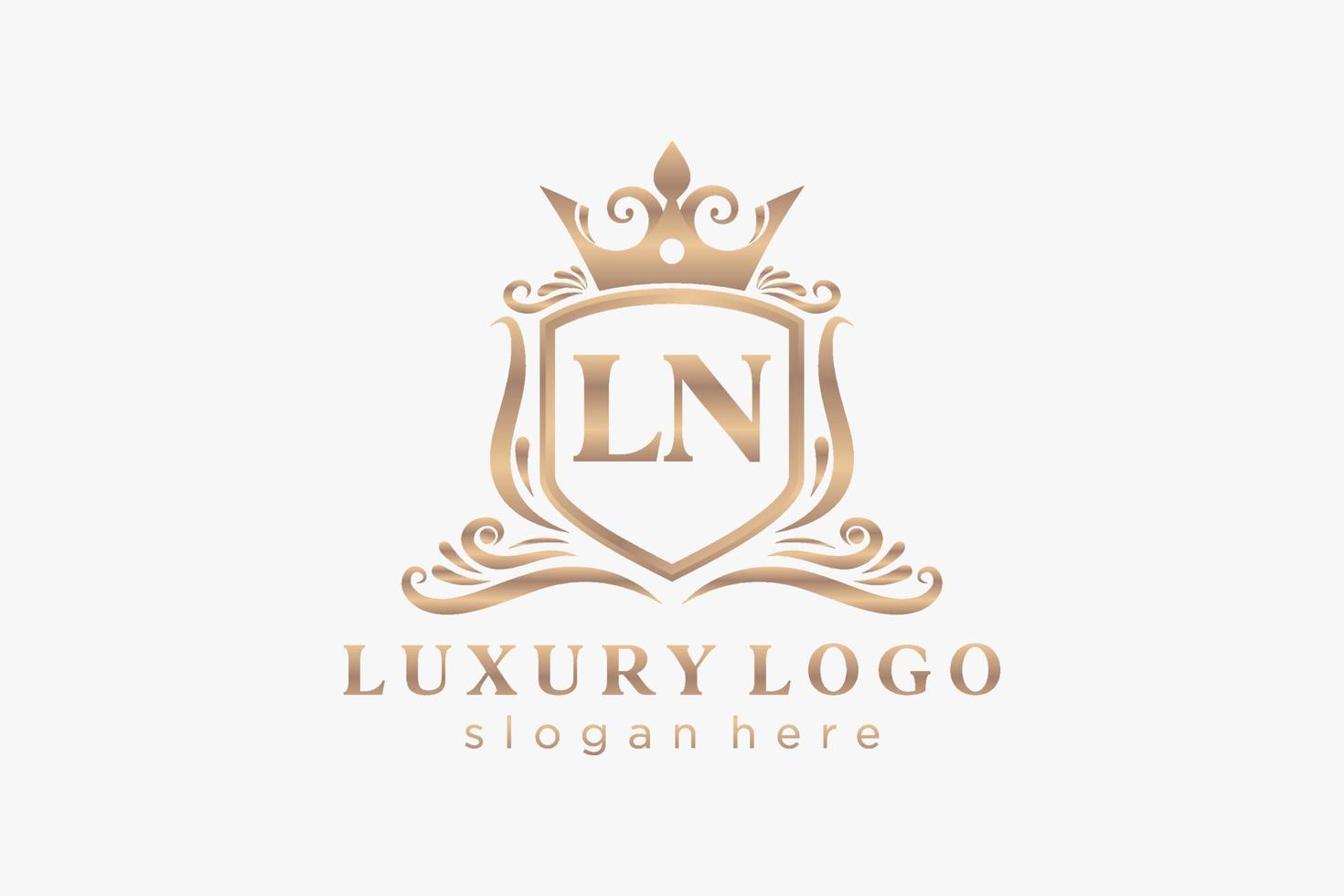 Initial LN Letter Royal Luxury Logo template in vector art for Restaurant, Royalty, Boutique, Cafe, Hotel, Heraldic, Jewelry, Fashion and other vector illustration.