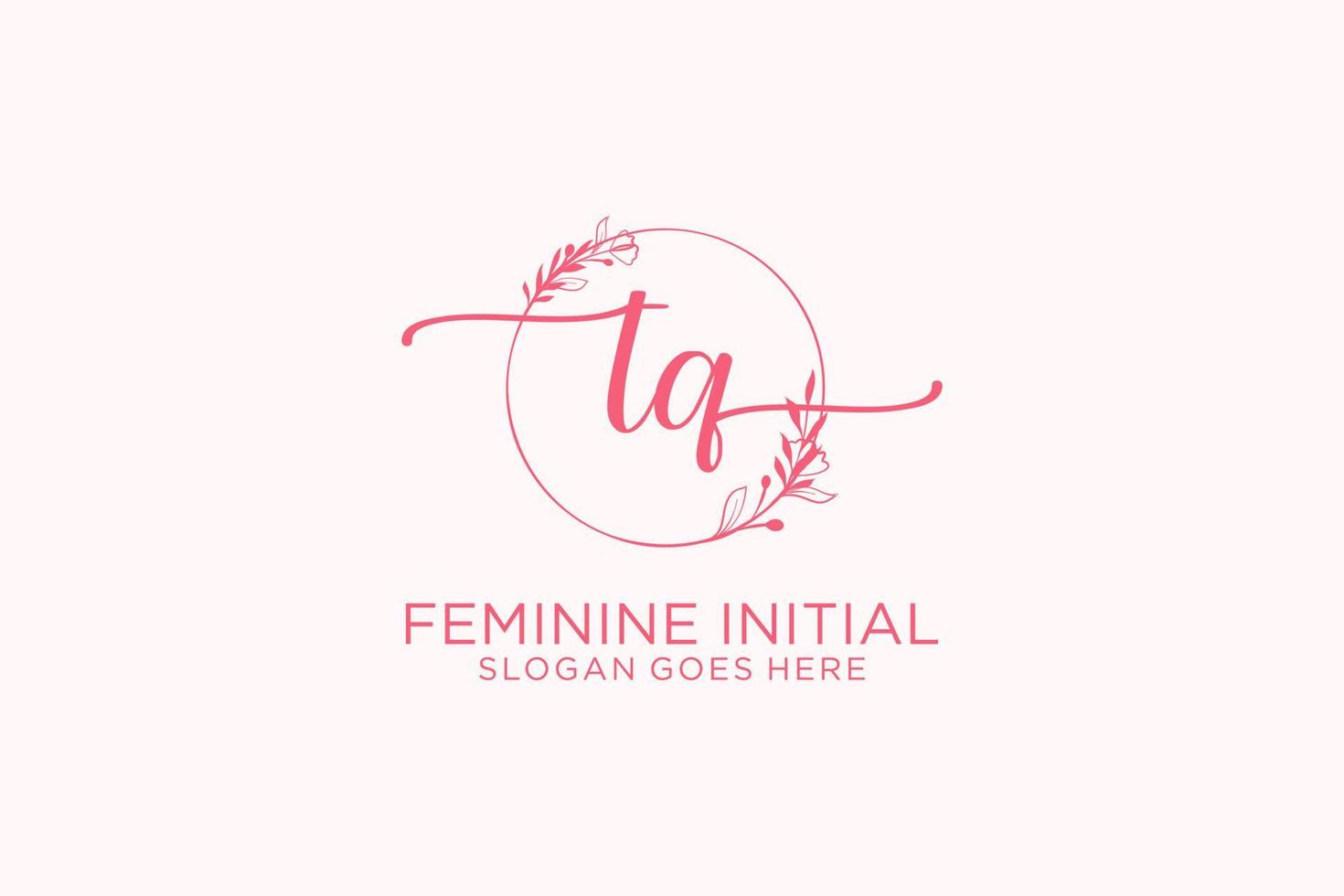 Initial TQ beauty monogram and elegant logo design handwriting logo of initial signature, wedding, fashion, floral and botanical with creative template. vector