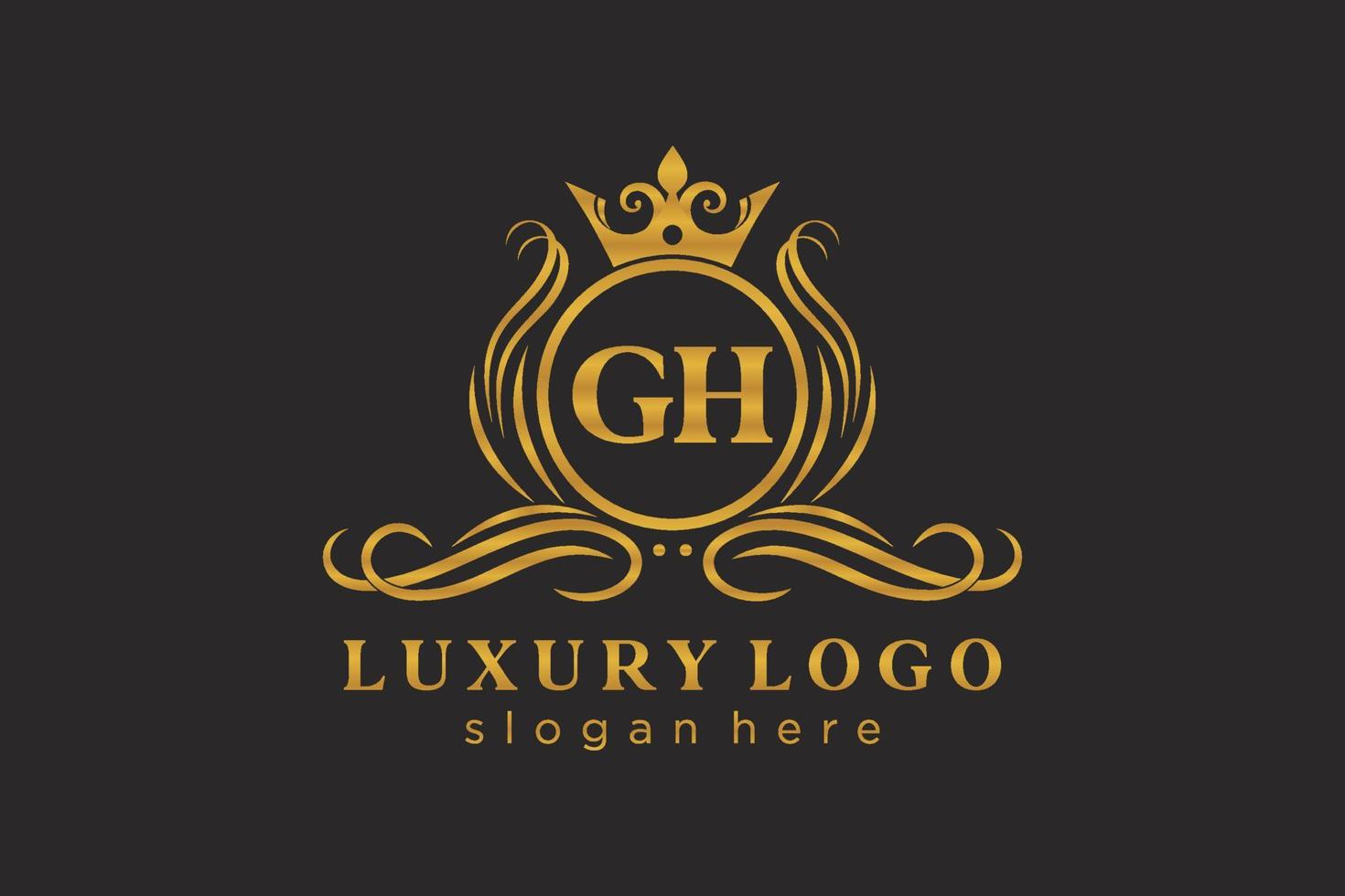 plantilla de logotipo de lujo real de letra inicial gh en arte vectorial para restaurante, realeza, boutique, cafetería, hotel, heráldica, joyería, moda y otras ilustraciones vectoriales. vector