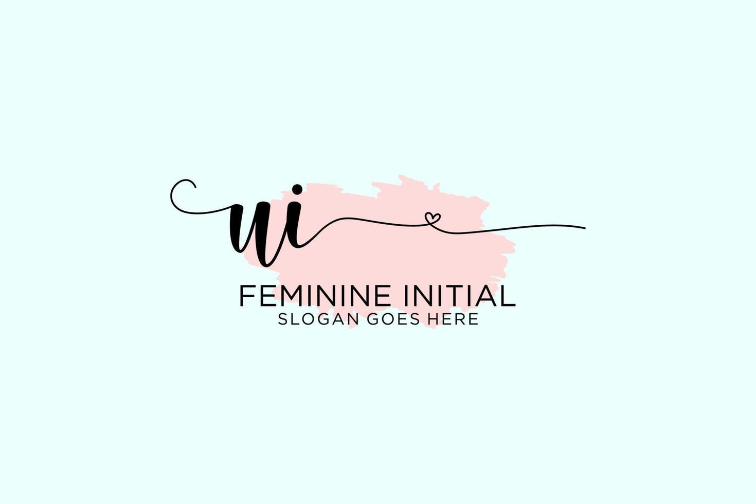 Initial UI beauty monogram and elegant logo design handwriting logo of initial signature, wedding, fashion, floral and botanical with creative template. vector