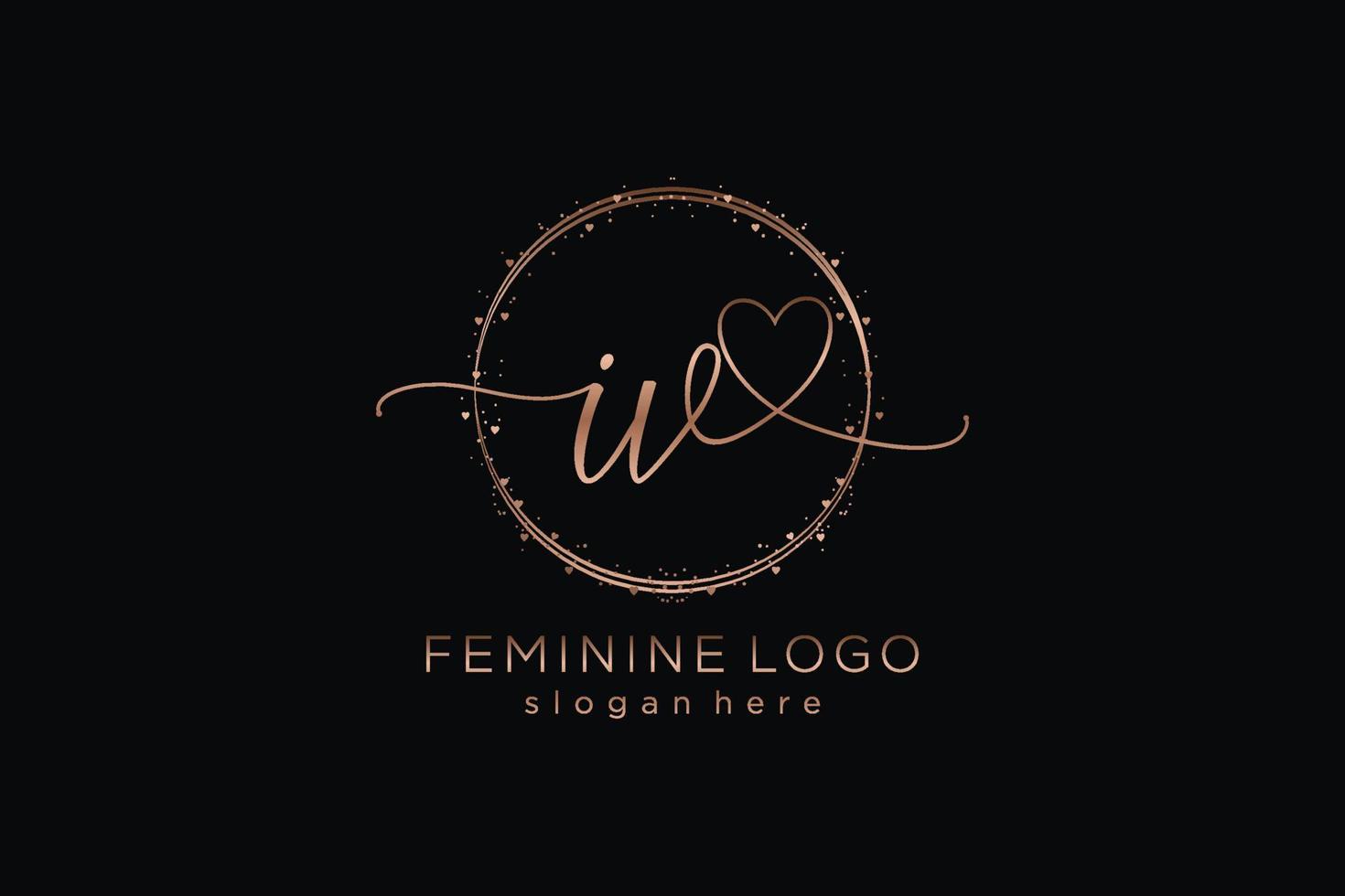 Initial IV handwriting logo with circle template vector logo of initial wedding, fashion, floral and botanical with creative template.
