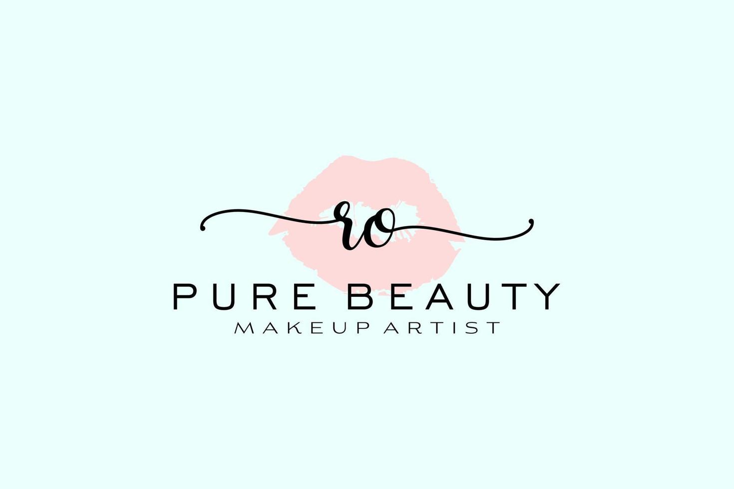 Initial RO Watercolor Lips Premade Logo Design, Logo for Makeup Artist Business Branding, Blush Beauty Boutique Logo Design, Calligraphy Logo with creative template. vector