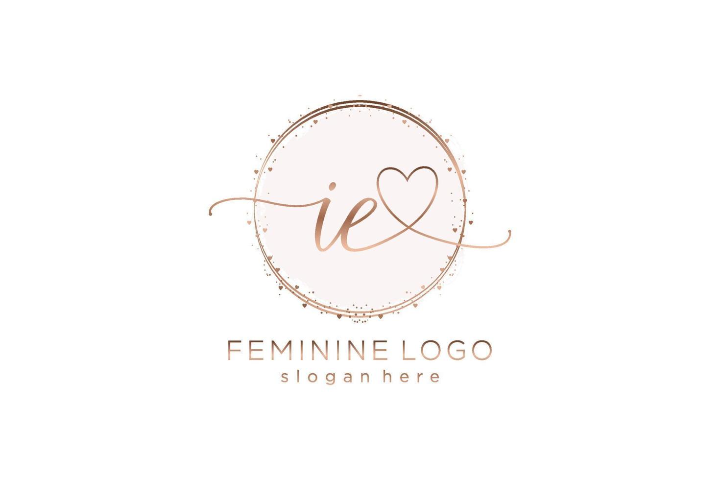 Initial IE handwriting logo with circle template vector logo of initial wedding, fashion, floral and botanical with creative template.
