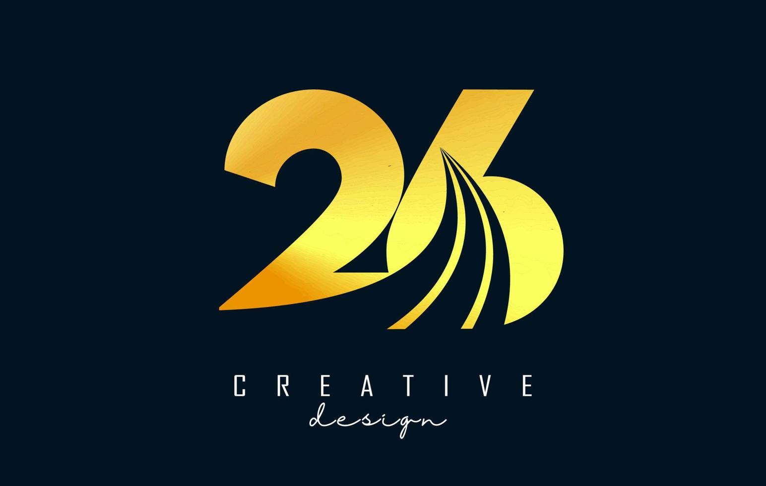 golden-creative-number-26-2-6-logo-with-leading-lines-and-road-concept