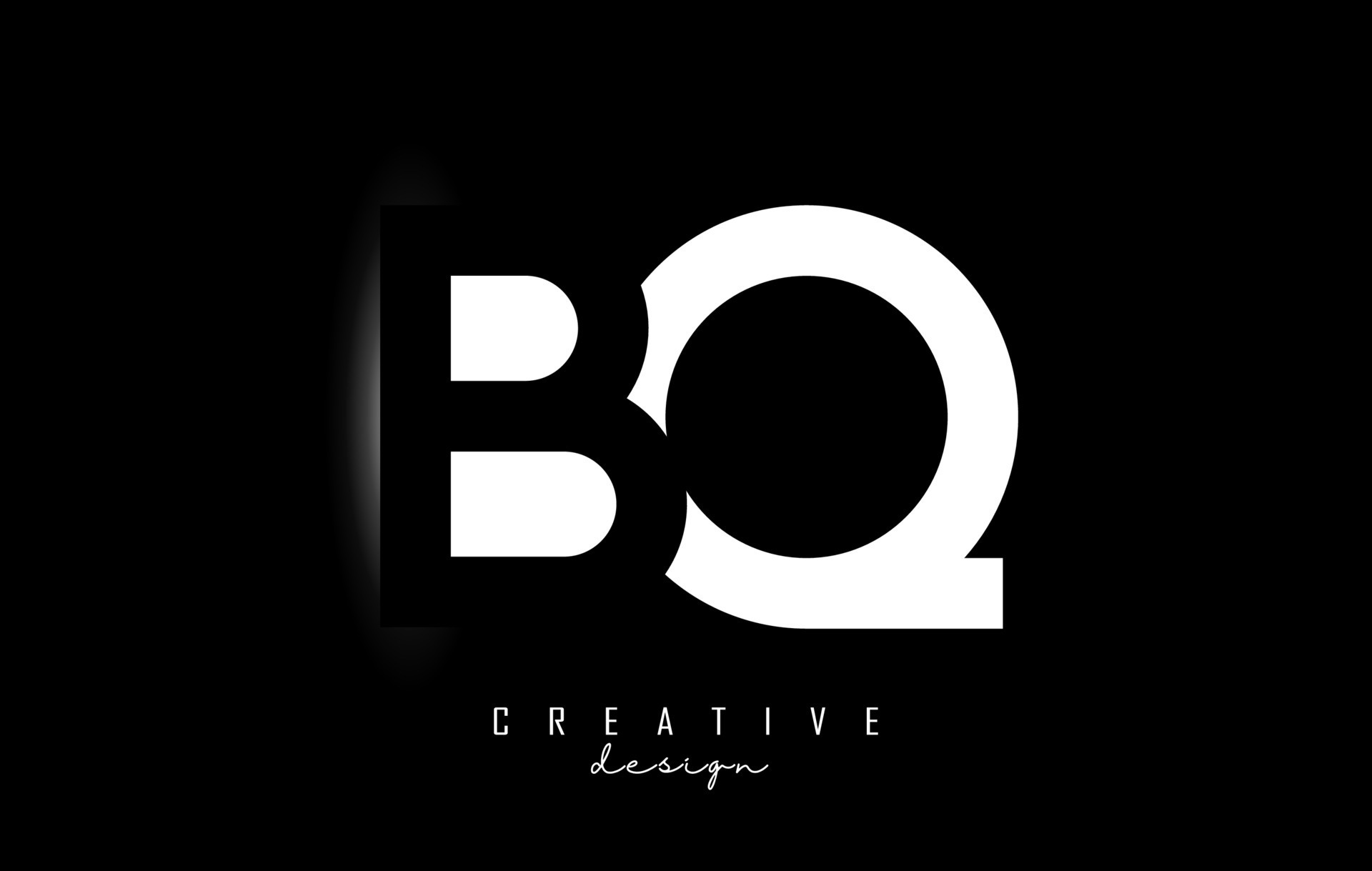 Letters BQ Logo with negative space design on a black background