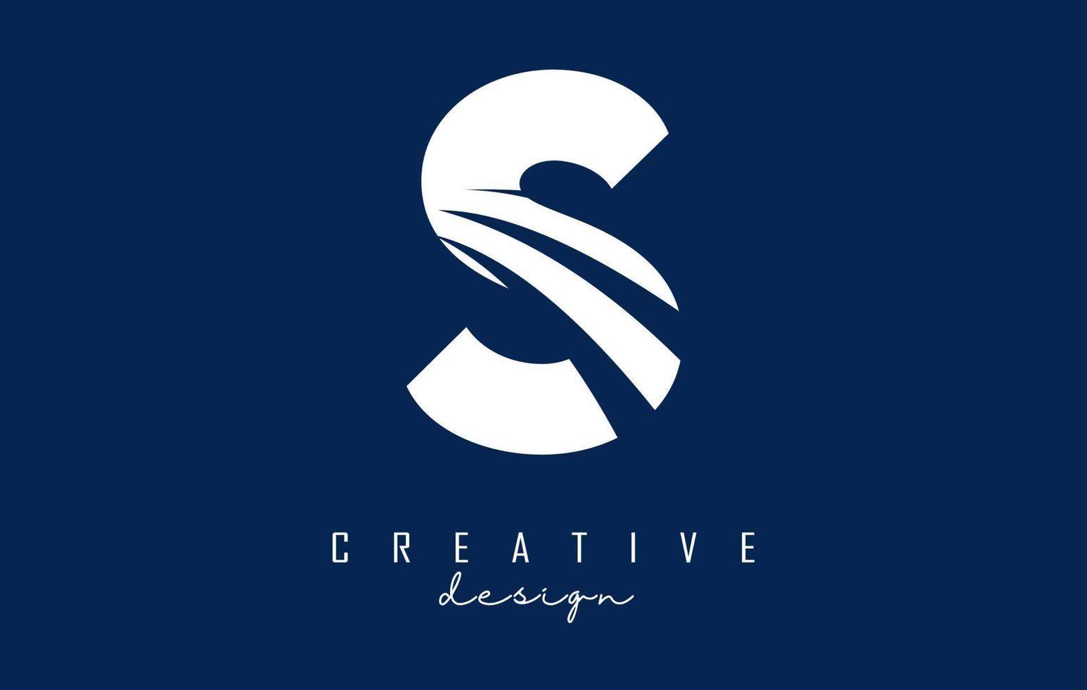 logotipo de letra blanca con líneas principales y diseño de espacio negativo. carta con concepto de cortes geométricos y creativos. vector