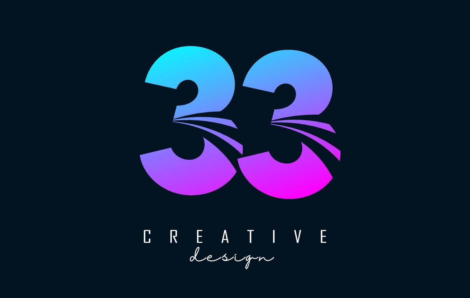 Colorful Creative number 33 3 logo with leading lines and road concept design. Number with geometric design. vector
