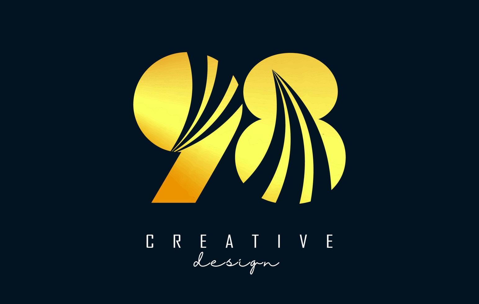 Golden Creative number 98 9 8 logo with leading lines and road concept design. Number with geometric design. vector