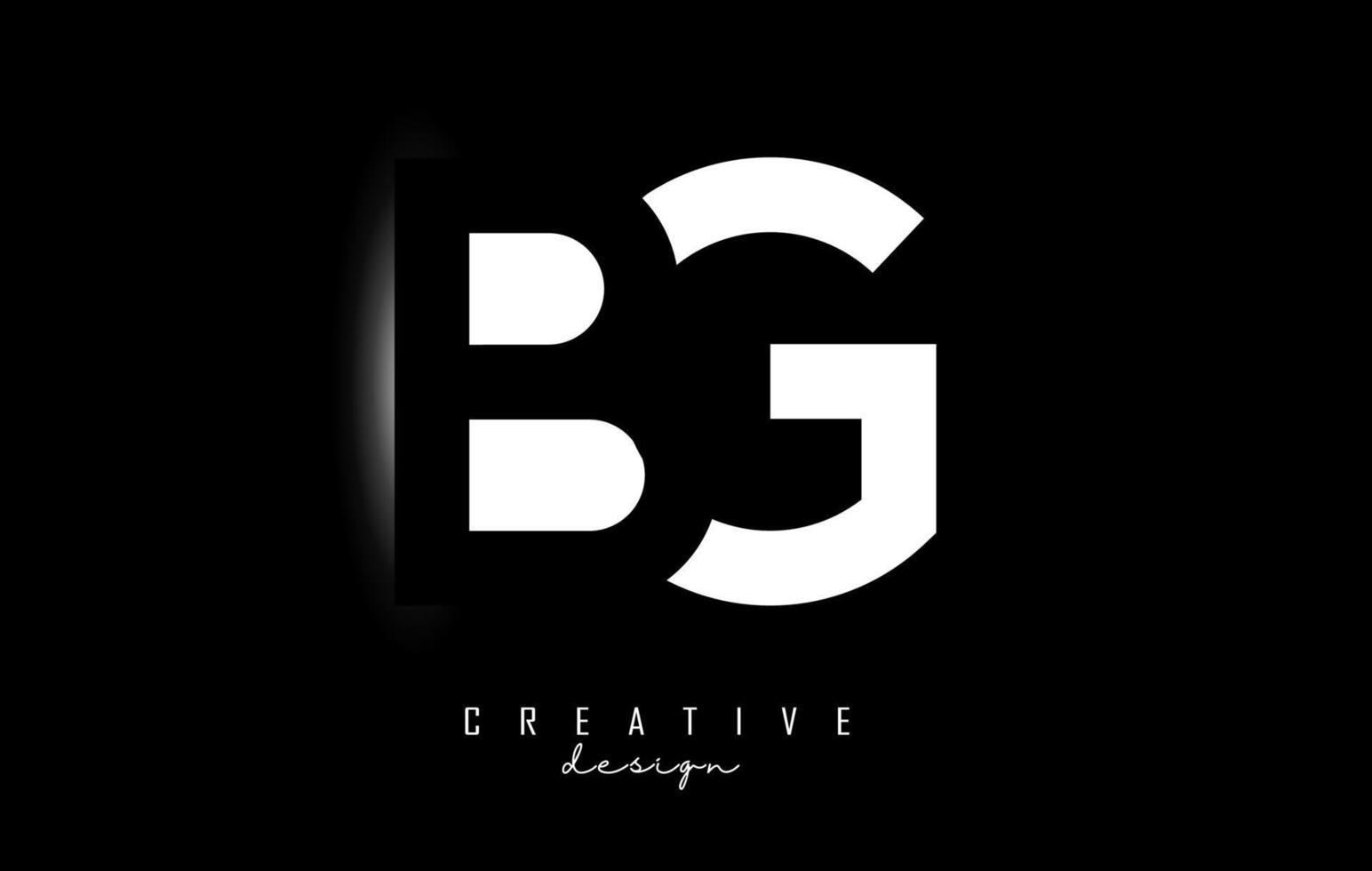 Letters BG Logo withe space design on a black background. Letters B and G with geometric typography. vector