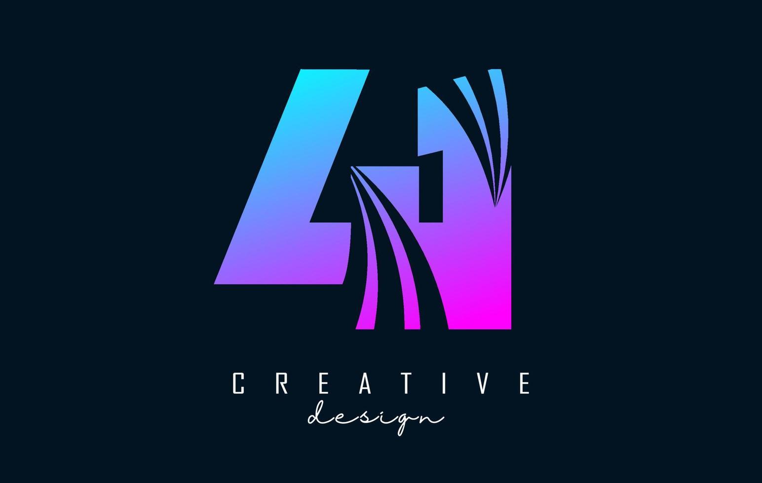 Colorful Creative number 41 4 1 logo with leading lines and road concept design. Number with geometric design. vector