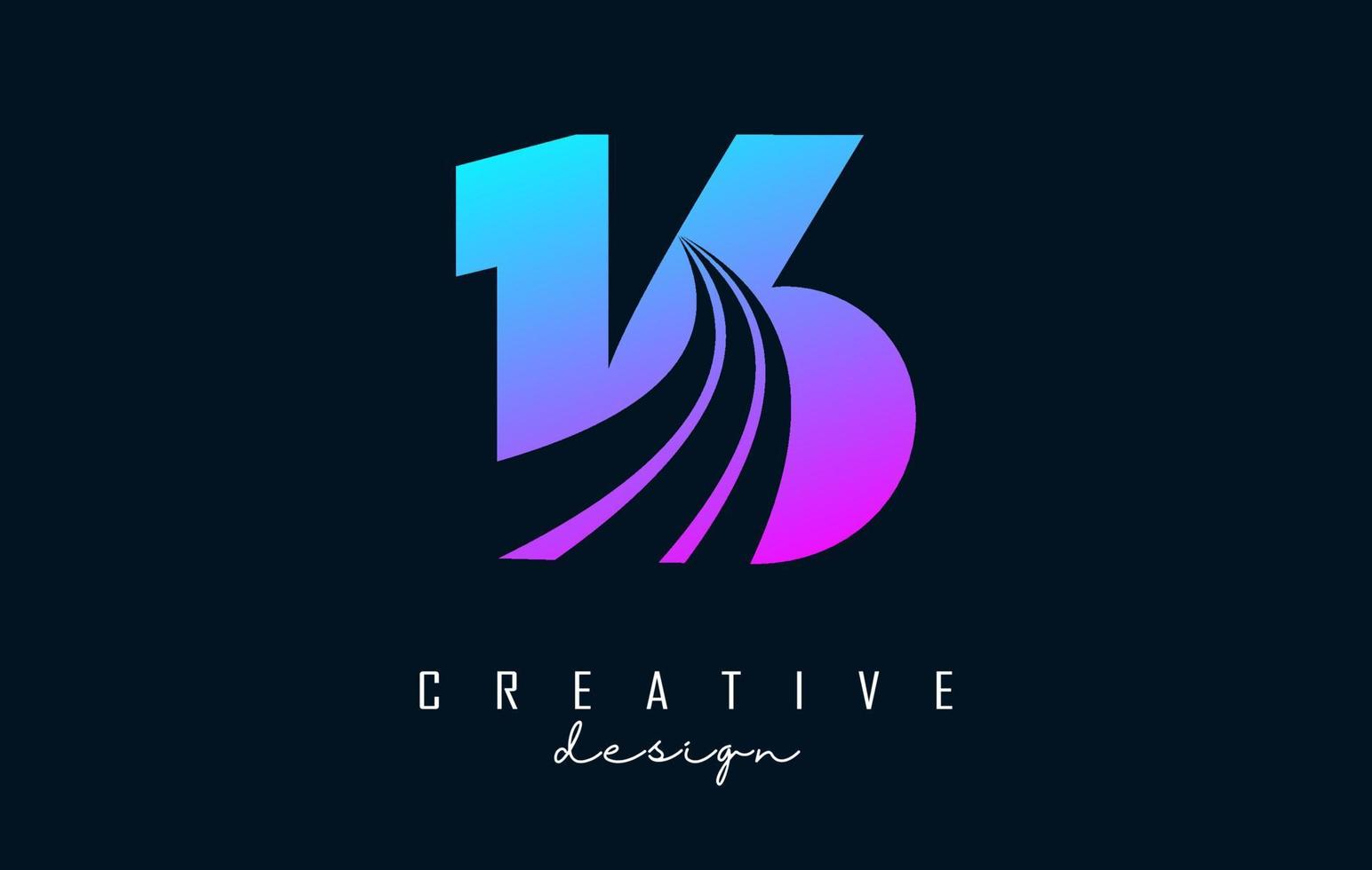 Colorful Creative Number 16 1 6 Logo With Leading Lines And Road colorful-creative-number-16-1-6-logo-with-leading-lines-and-road