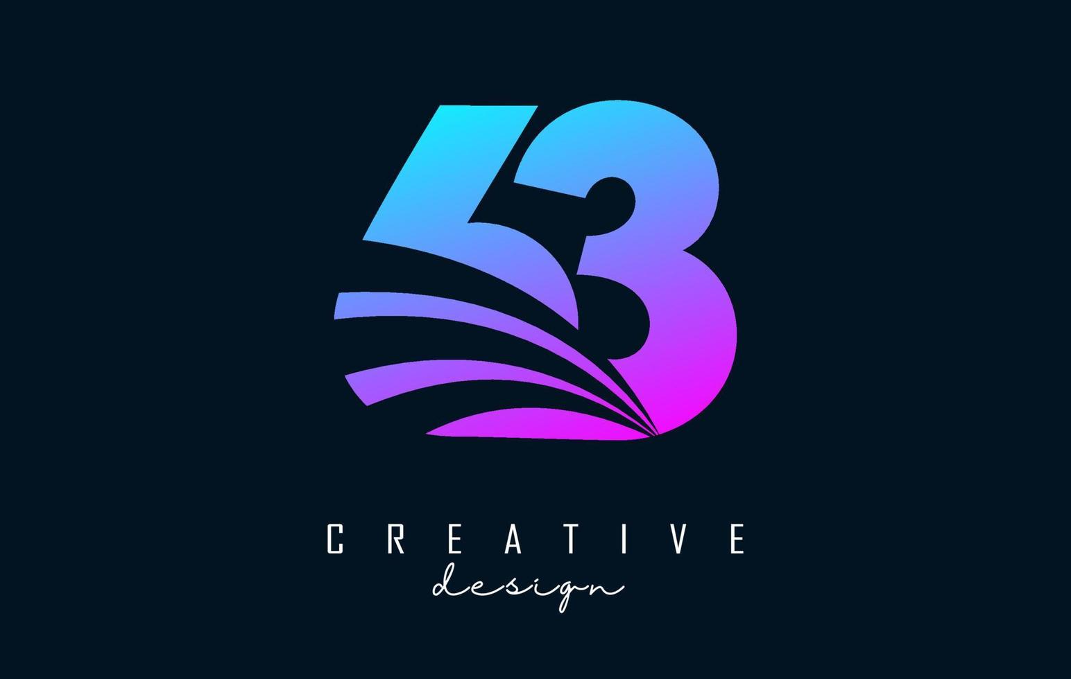 Colorful Creative number 63 6 3 logo with leading lines and road concept design. Number with geometric design. vector