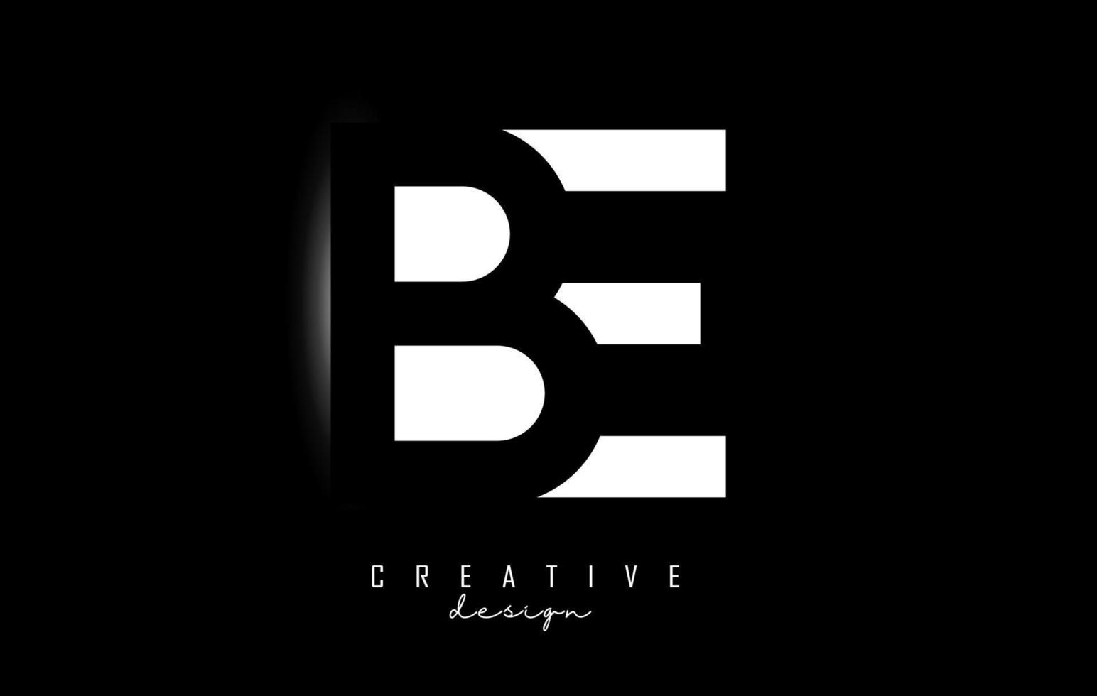 Letters BE Logo with  space design on a black background. Letters B and E with geometric typography. vector