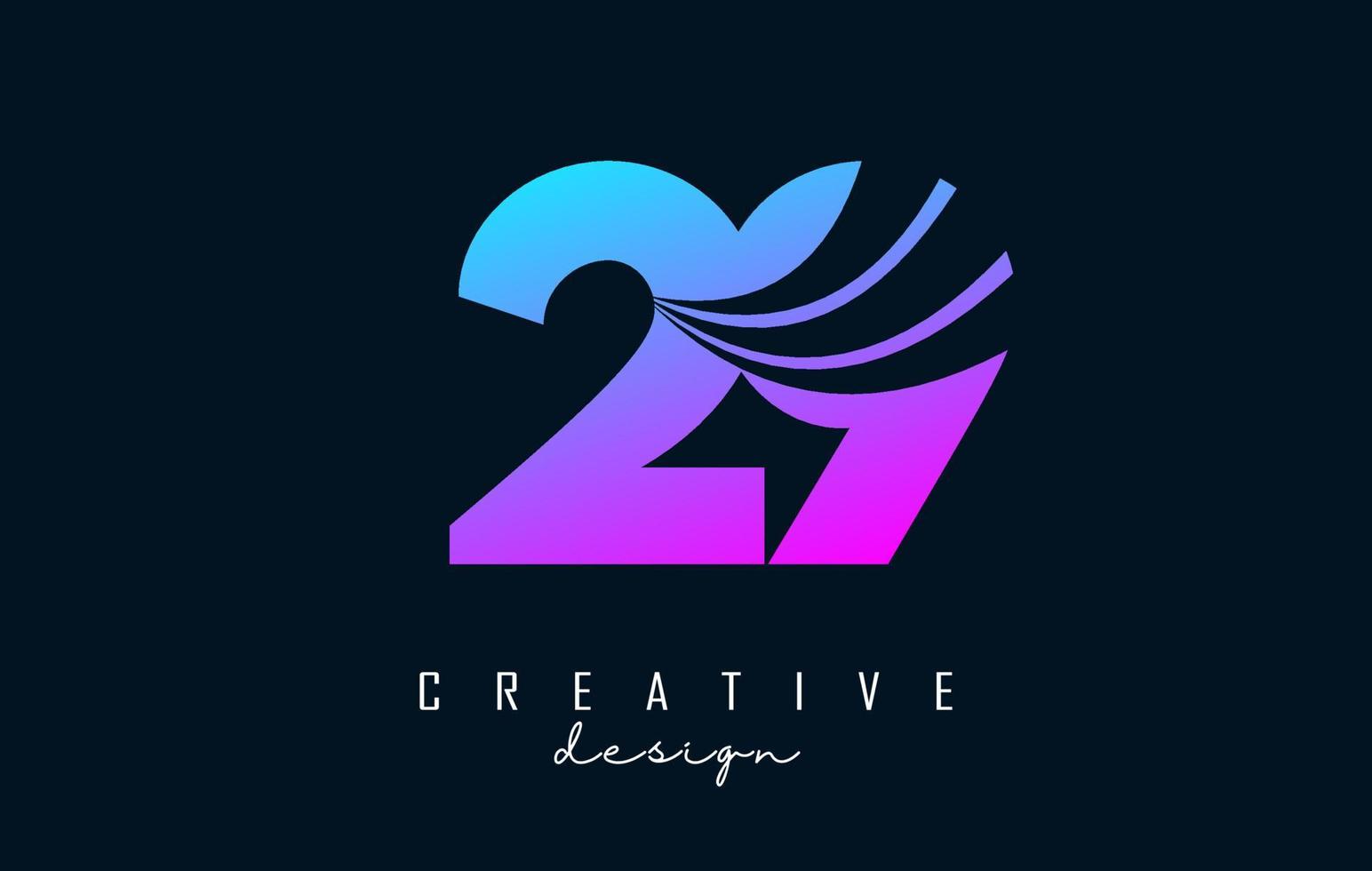 Colorful Creative number 29 2 9 logo with leading lines and road concept design. Number with geometric design. vector