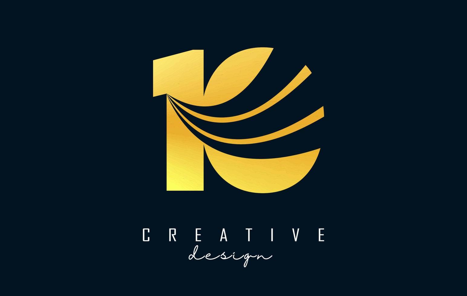Golden Creative number 10 logo with leading lines and road concept design. Number with geometric design. vector
