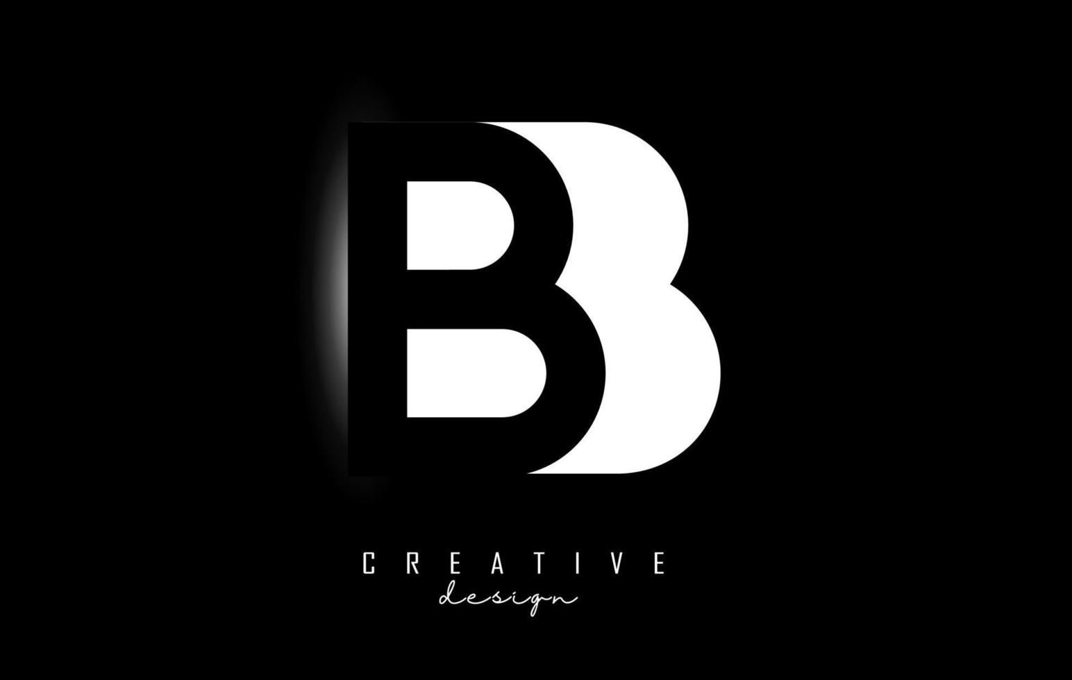 Letters BB Logo with  space design on a black background. Letters B and b with geometric typography. vector