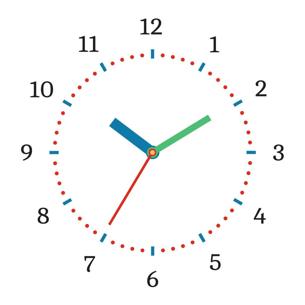 Vector illustration of mechanical clock. Clock face on white background.