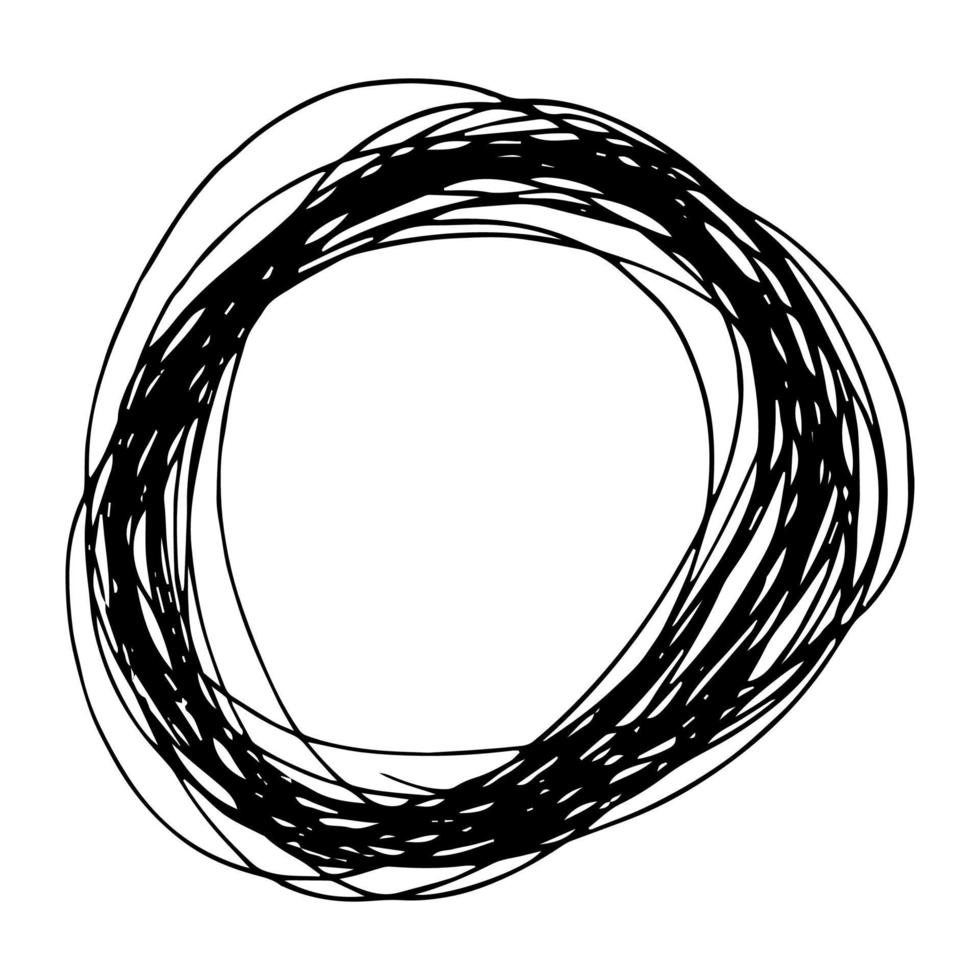 Sketch Hand drawn Ellipse Shape. Abstract Pencil Scribble Drawing. Vector illustration.