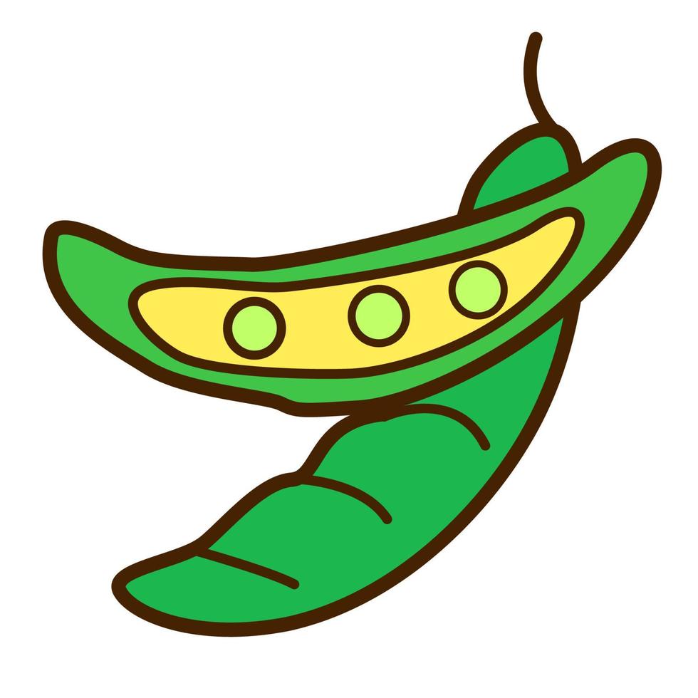 Pea pod in doodle style. Vector illustration of a vegetable