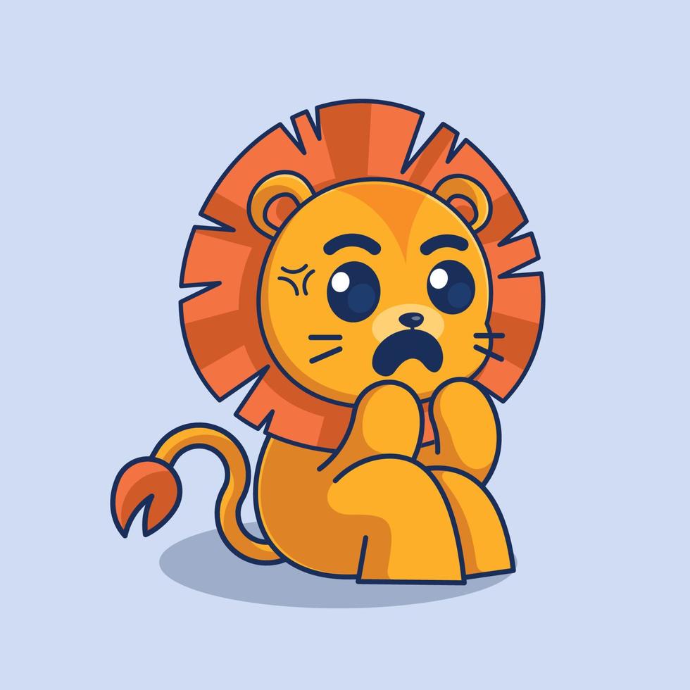 The cute lion is feeling scared vector