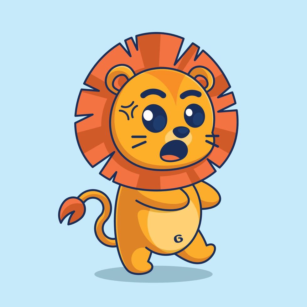 Cute lion is angry cartoon vector