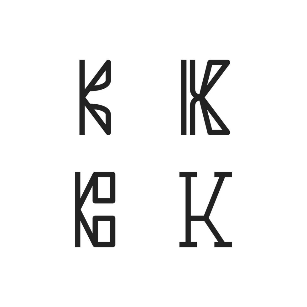 conjunto de diseños de logotipos que comienzan con la letra k, adecuados para nombres de personas o nombres comerciales vector