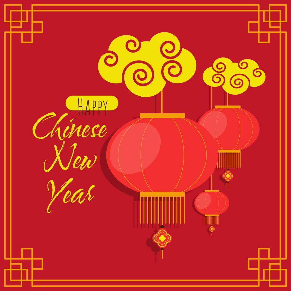 Happy Chinese New Year greeting card vector
