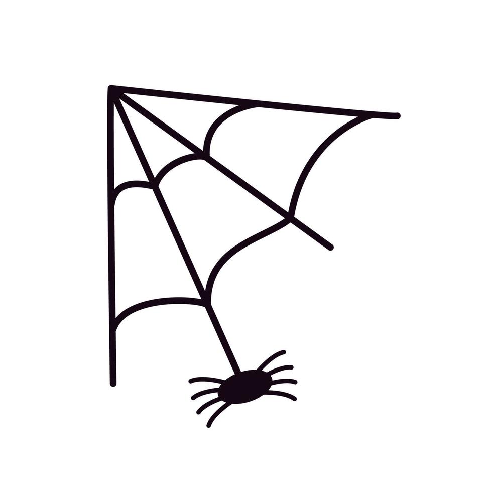 Spider web vector illustration, Halloween icon isolate on white.