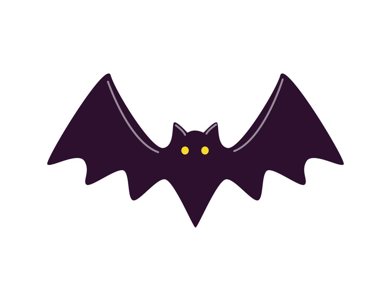 Halloween flying bat isolated on white background. Vector illustration cartoon, funny vampire bat.