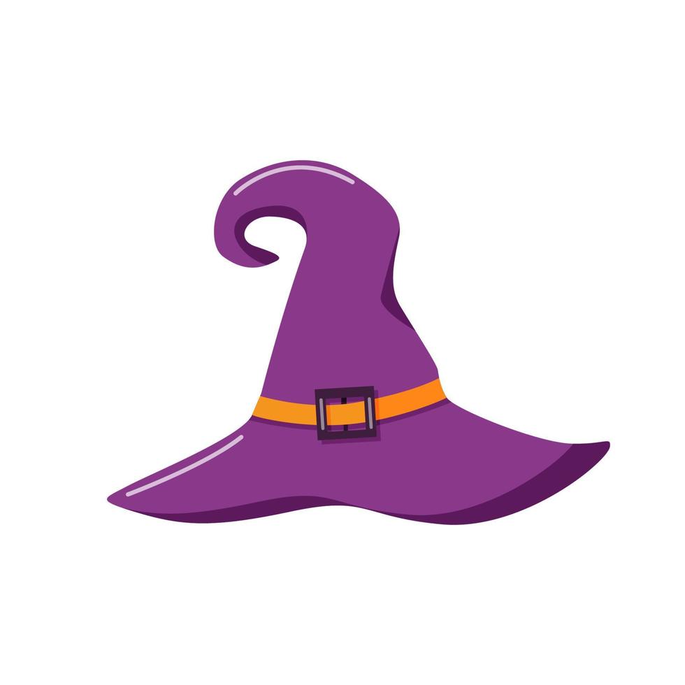 sombrero de bruja de halloween, ilustración de vector de icono aislado en blanco.