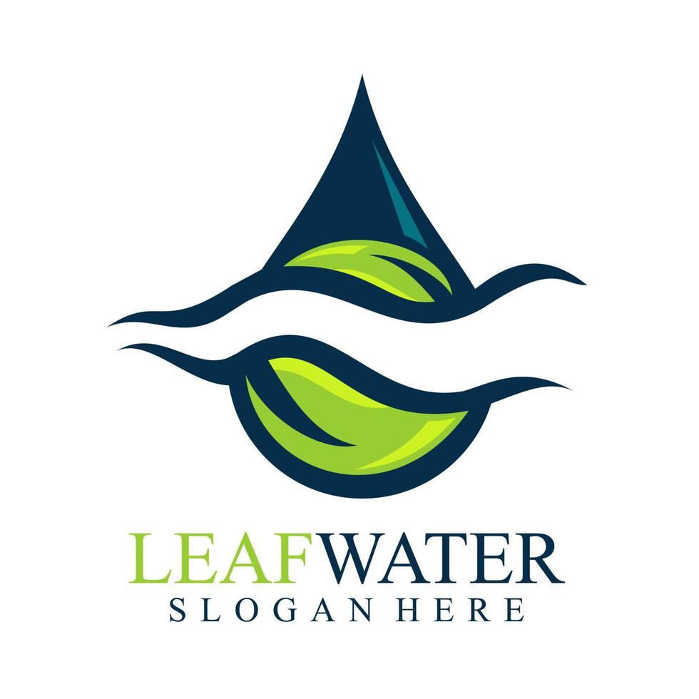 logo of a combine water drop, wave and leaves vector