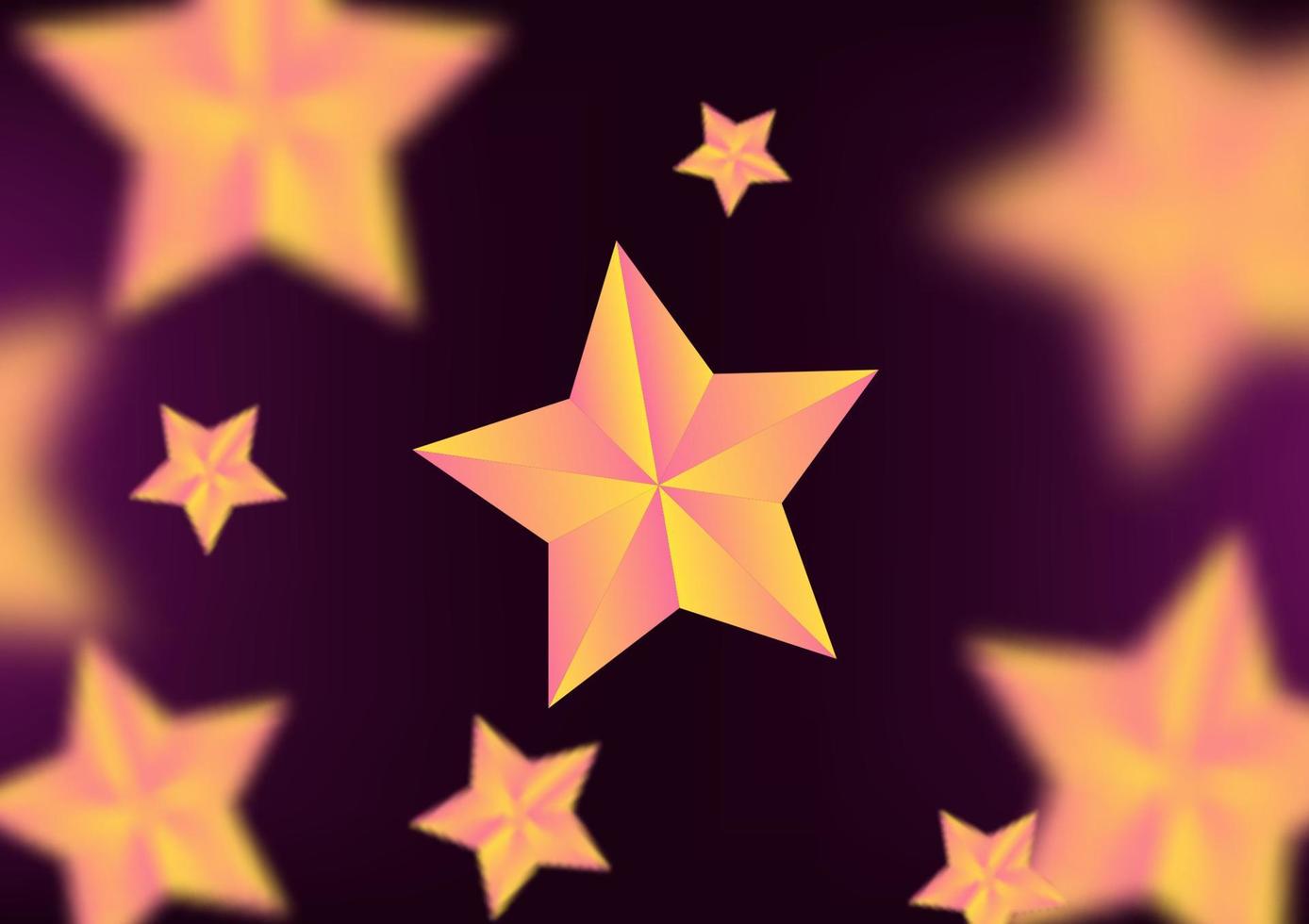 el degradado de forma de estrella amarillo a rosa el centro y el foco circundante está borroso, diseñado para la decoración de fondo en el festival, celebración, año nuevo, navidad. vector