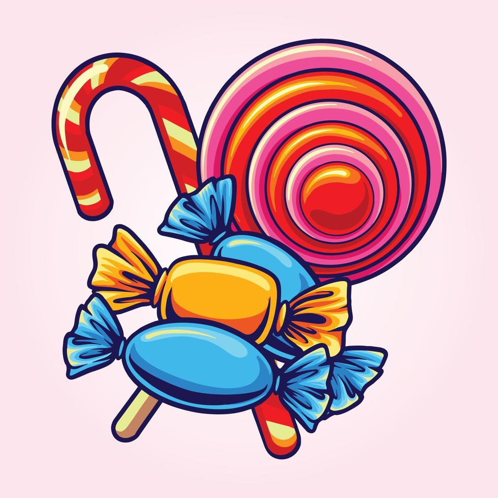 Cute candy sweet lollipop Vector illustrations for your work Logo, mascot merchandise t-shirt, stickers and Label designs, poster, greeting cards advertising business company or brands.