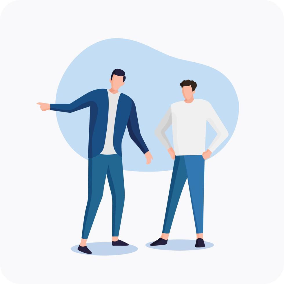 Man pointing the way, giving a friend advice vector