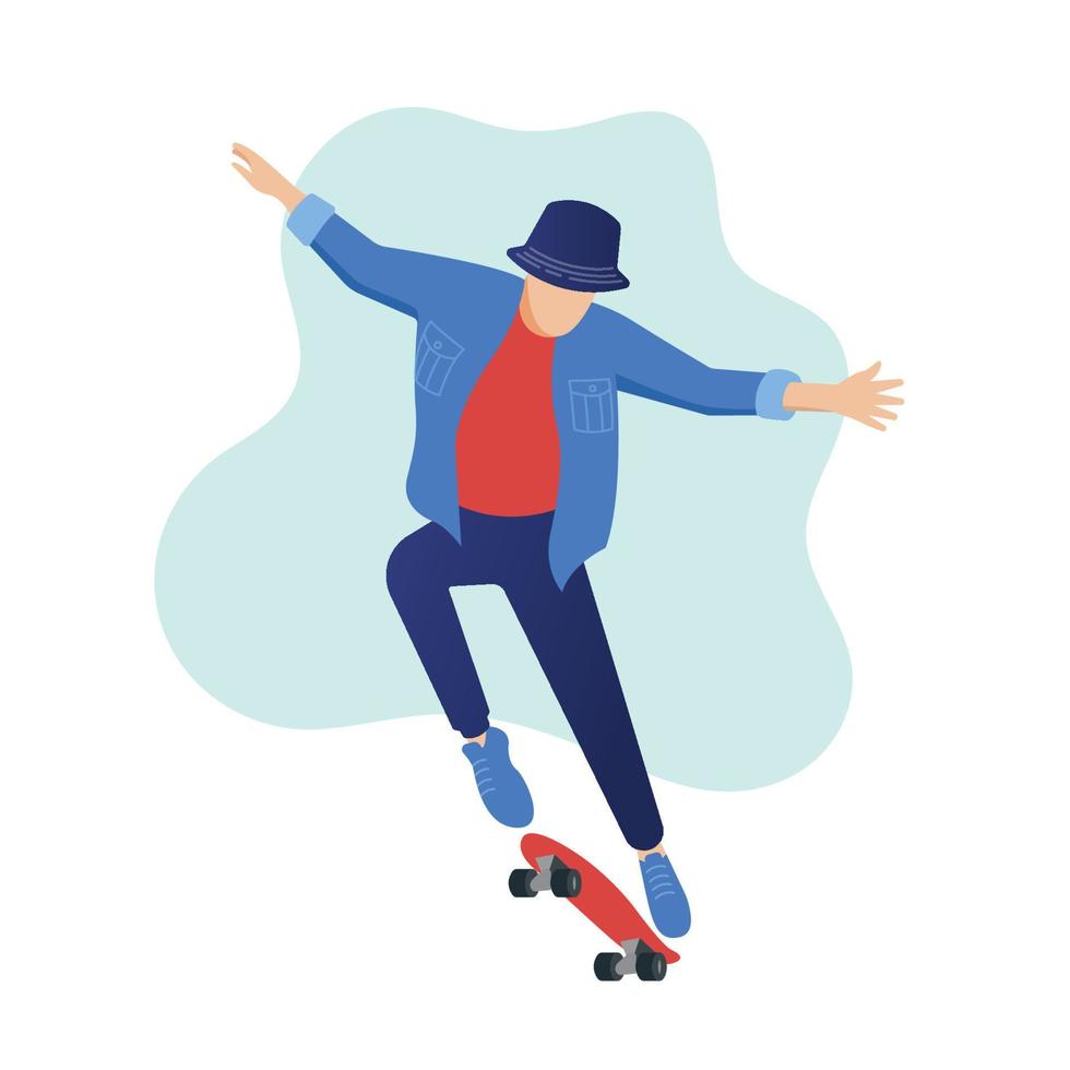 hombre patinando, diseño ilustrador y antecedentes aislados. vector