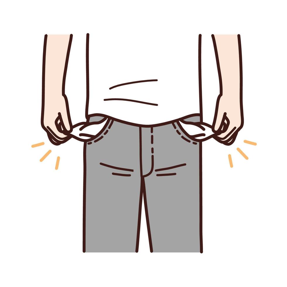 Both pants pockets are empty, illustrator design and isolated background. vector