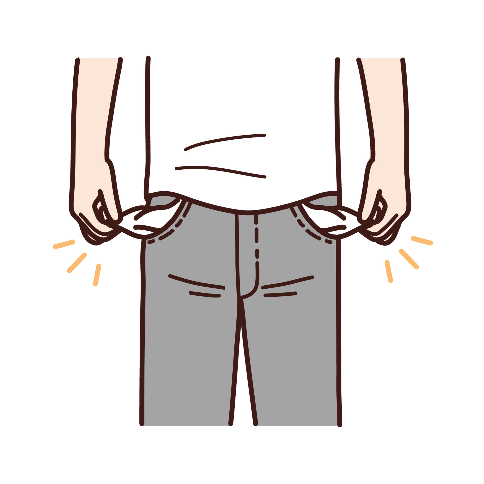 Both pants pockets are empty, illustrator design and isolated background. 12758049 Vector Art at