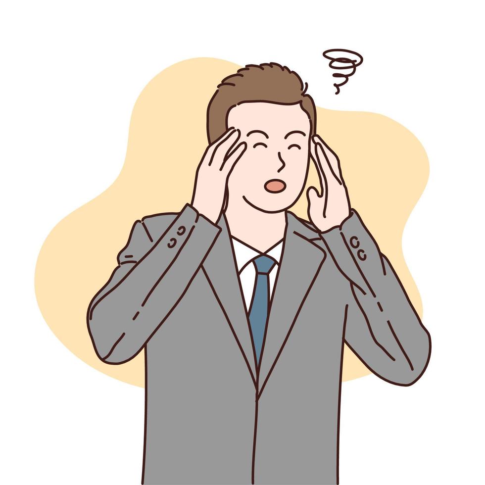 Working men are stressed at work and have a headache, illustrator design and isolated background. vector