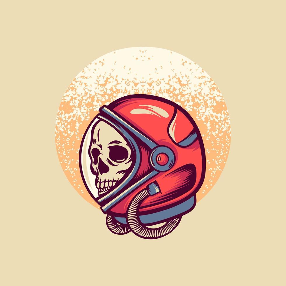Skull Astronaut Retro Illustration vector