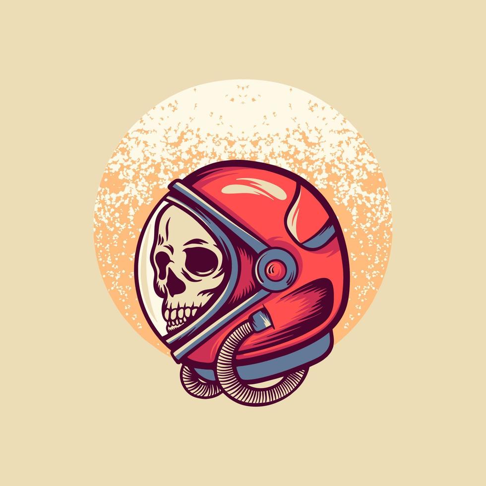 cráneo astronauta retro ilustración vector