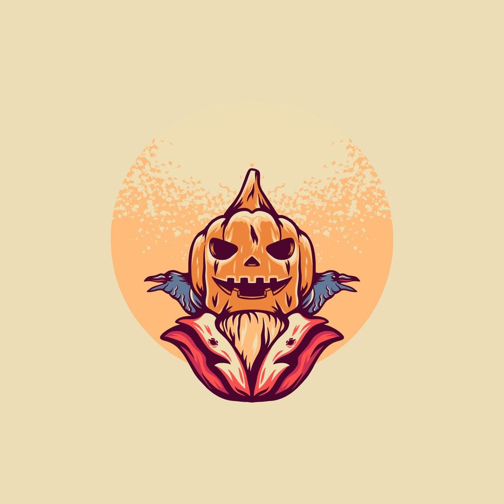 drácula calabaza halloween retro ilustración vector