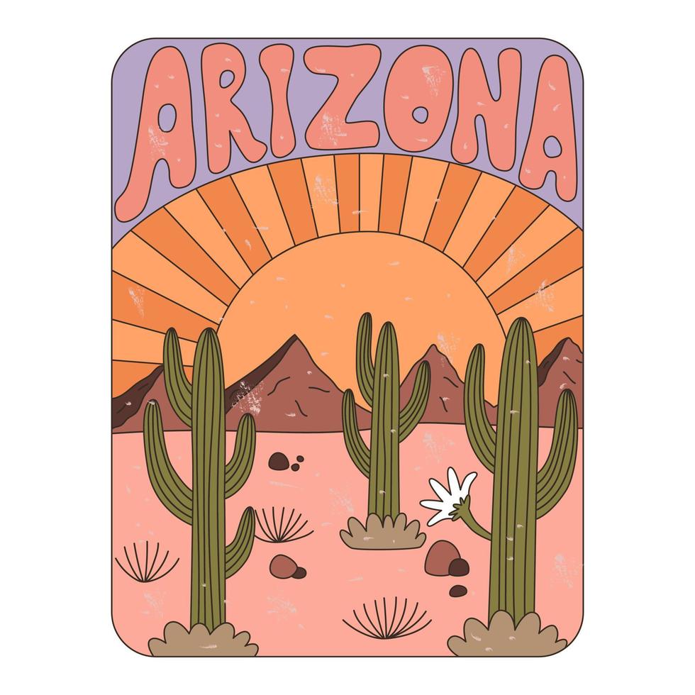 Arizona desert vibes print. Vector illustration