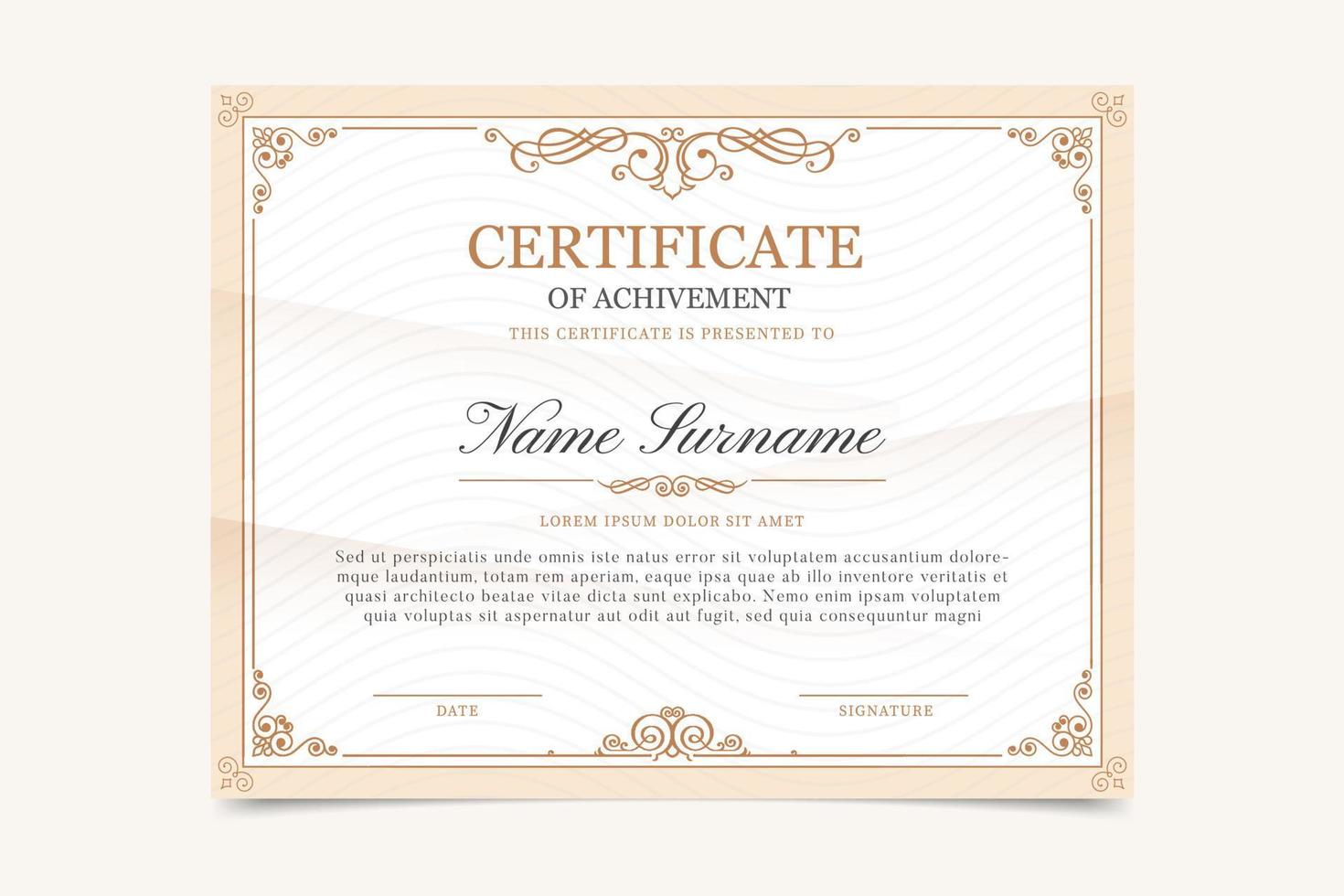 Professional certificate template with elegant elements vector