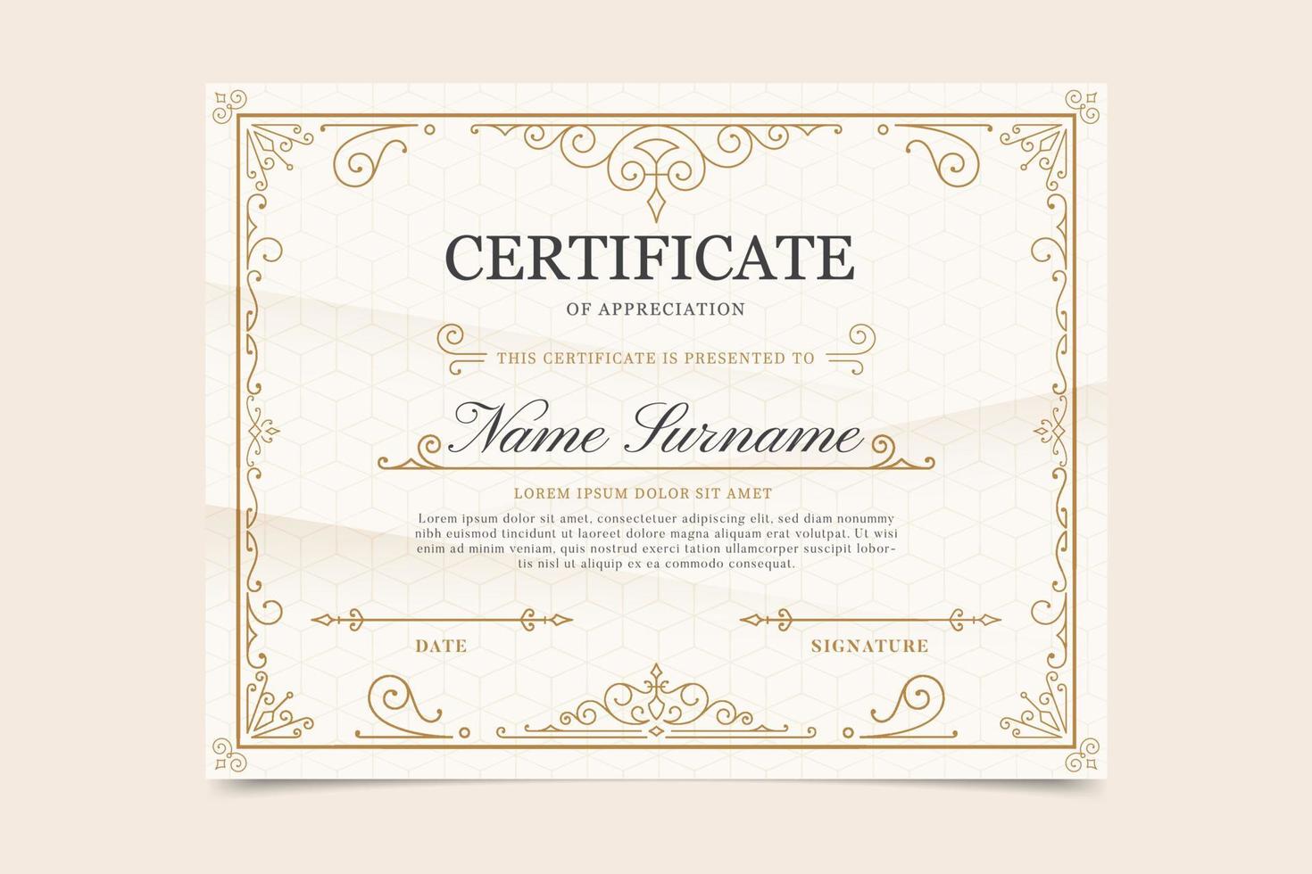 Professional certificate template with elegant elements vector