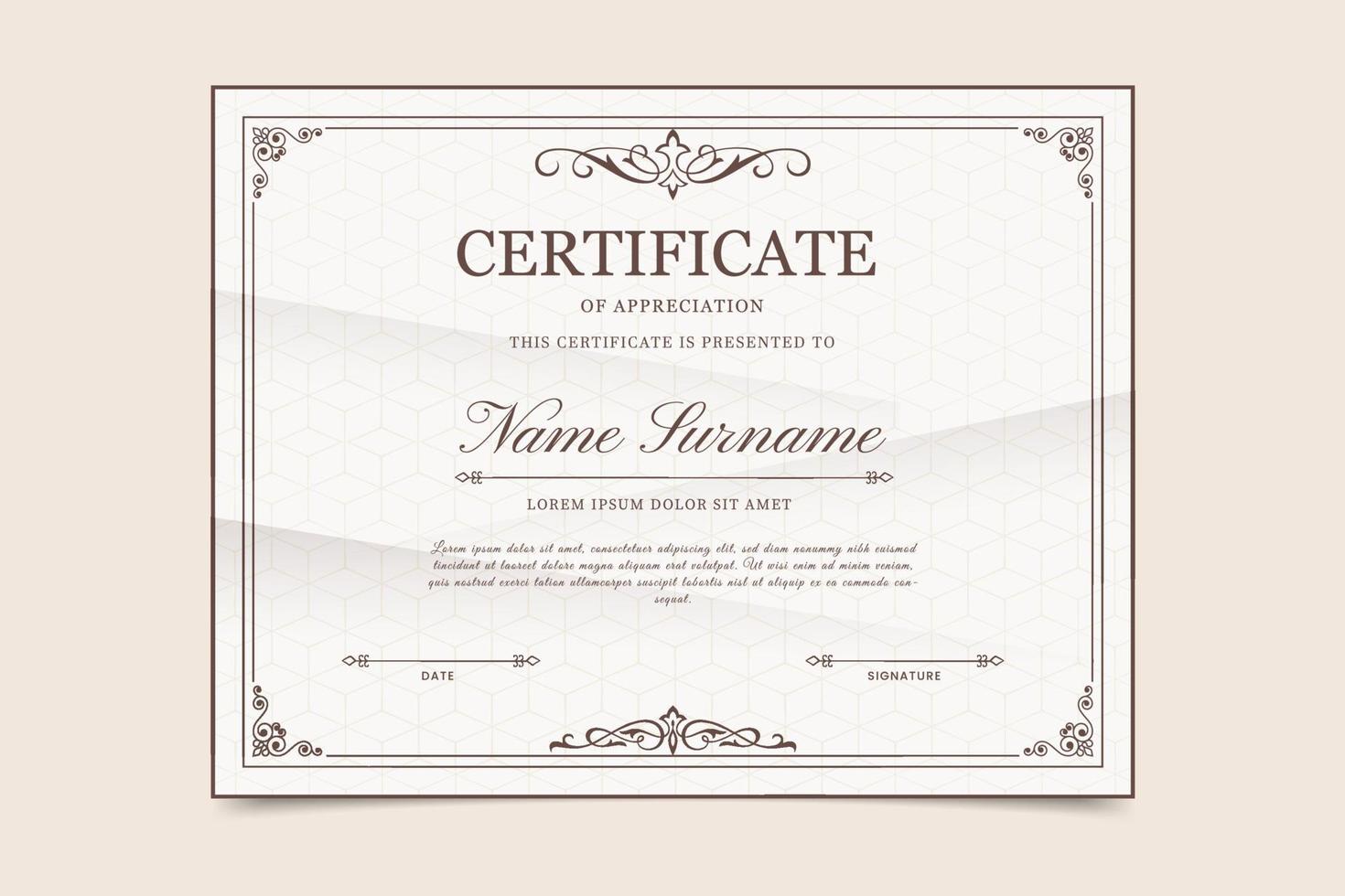 Professional certificate template with elegant elements vector